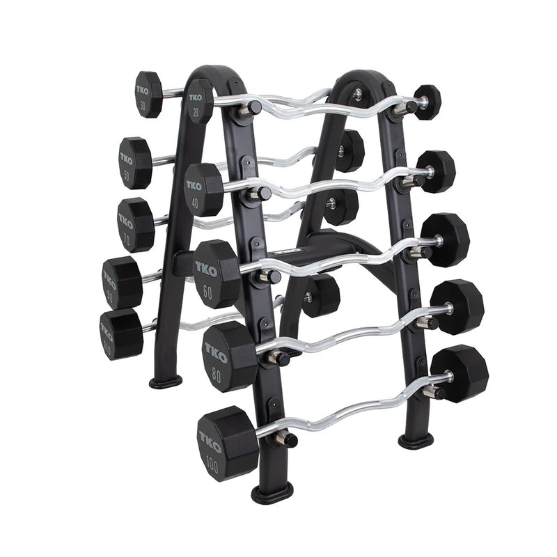 TKO Fixed 10-Sided Urethane Curl Bar Set 20-110 lb