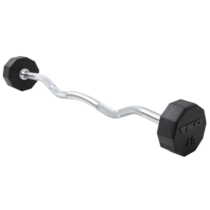 TKO Fixed 10-Sided Rubber Curl Bar Set 20-110 lb
