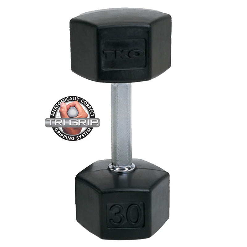 TKO Tri Grip Rubber Hex Dumbbell Set
