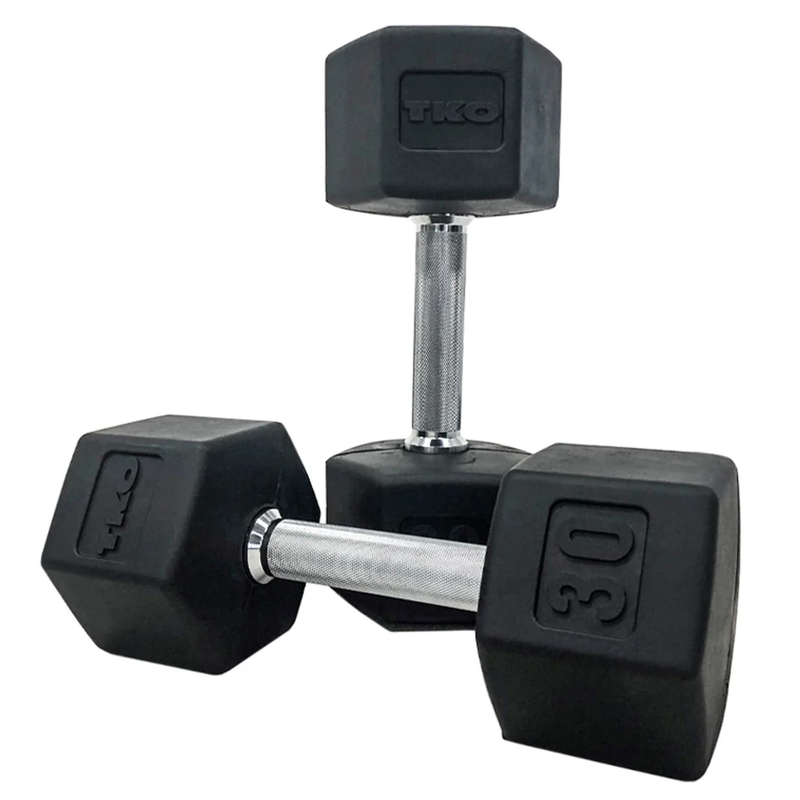 TKO Rubber Hex Straight Handle Dumbbell Set