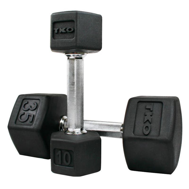 TKO Tri Grip Rubber Hex Dumbbell Set