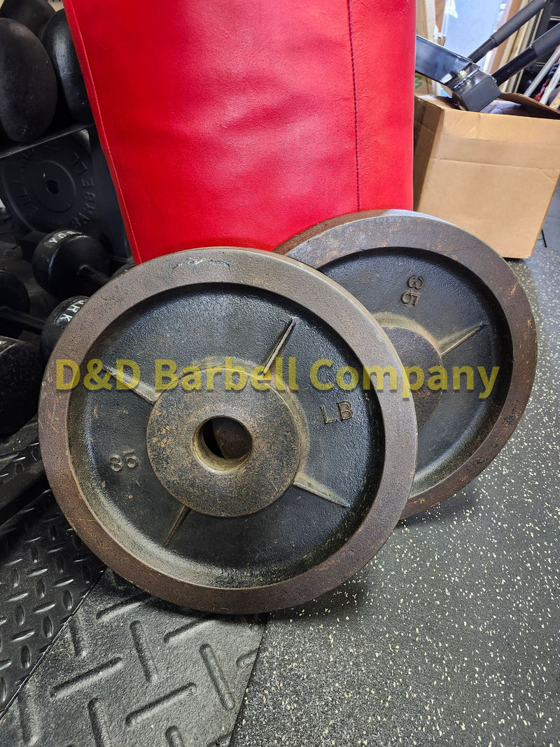 Used YORK 35lb Olympic Weight Plates PAIR