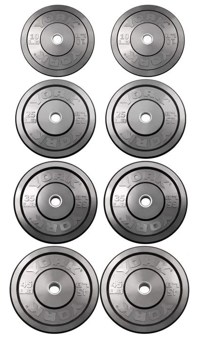 YORK Barbell Bumper Plate Set (Pair of: 45, 35, 25, 10)