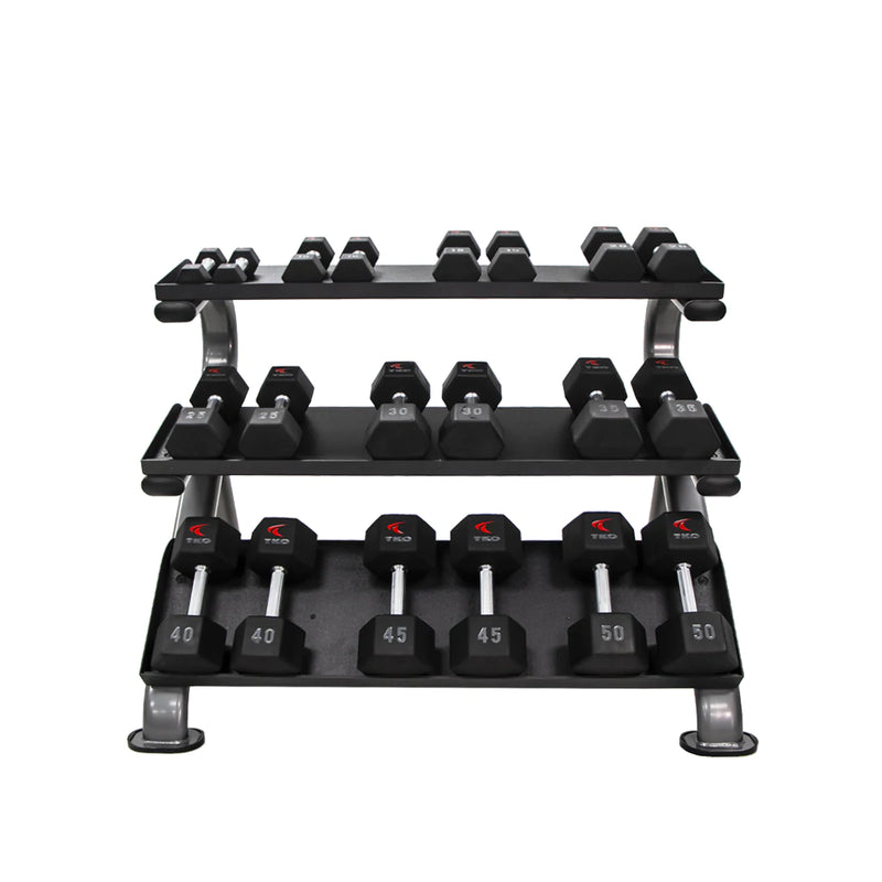 TKO 3-Tier Horizontal Dumbbell Rack with Oval Tubing