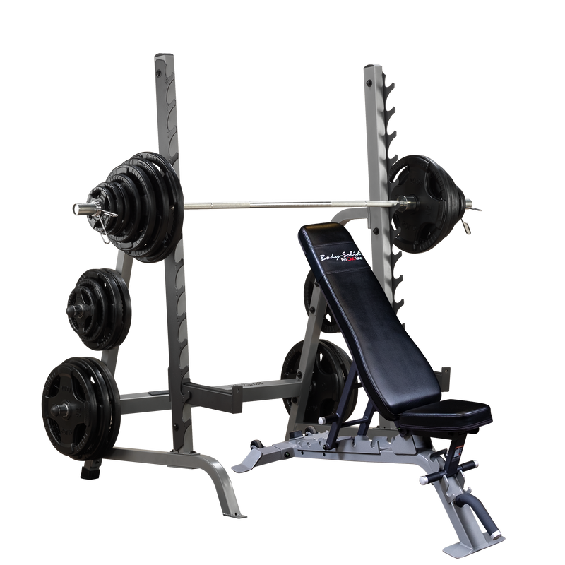 Body-Solid Pro Clubline Full Commercial Adjustable Olympic Bench Rack Combo SDIB370