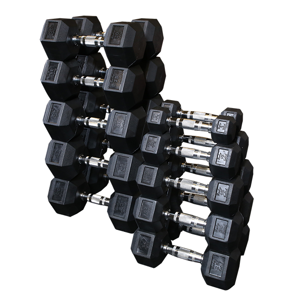 Body-Solid Tools Rubber Coated Hex Dumbbell Set SDRS
